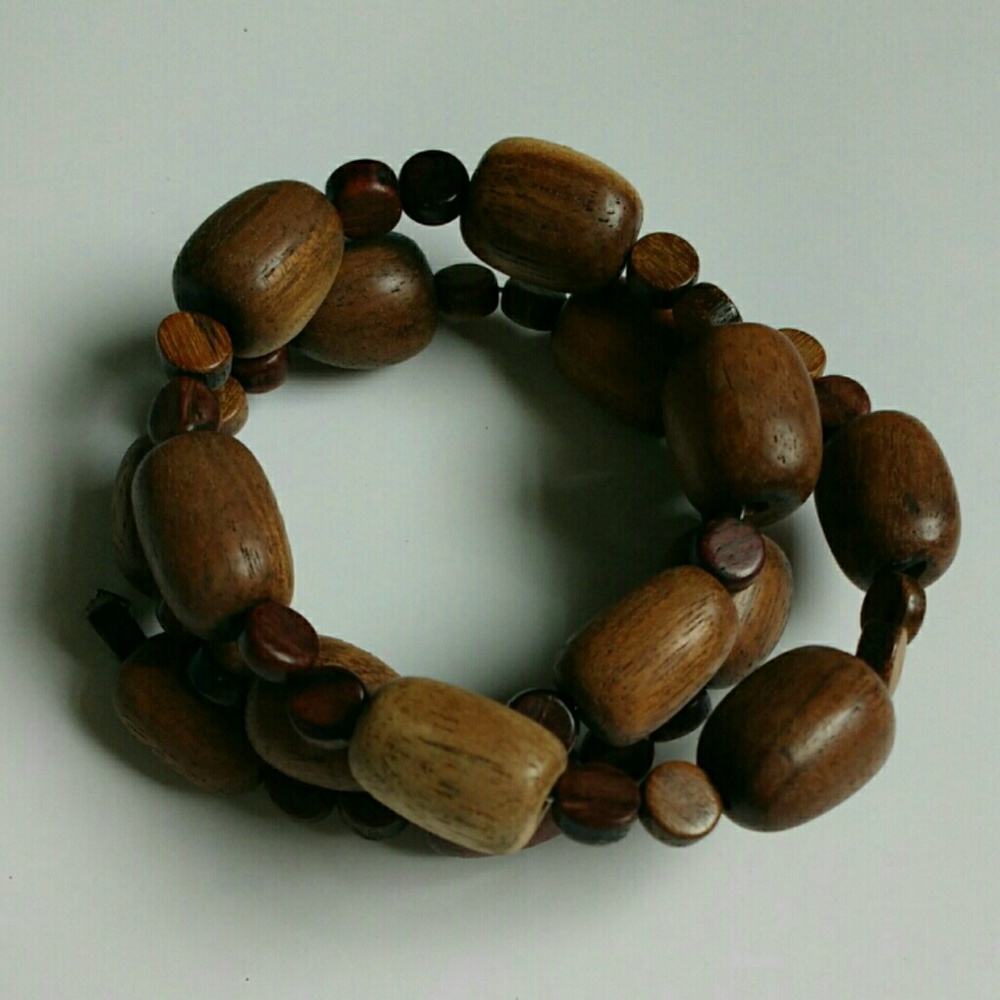 Wooden beads spiral wrap bracelet